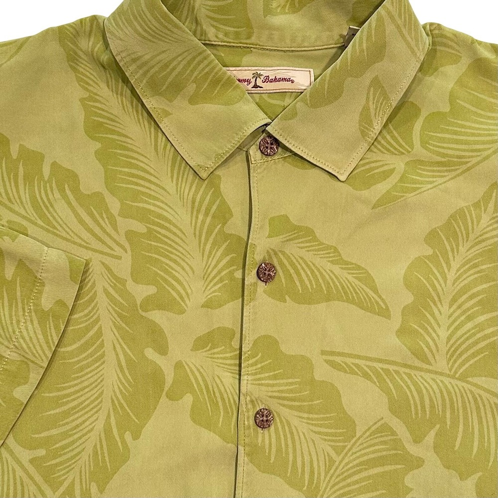 Tommy Bahama Silk Hawaiian Shirt Men's XXL Lime Green‎ Resort Casual Grandpa